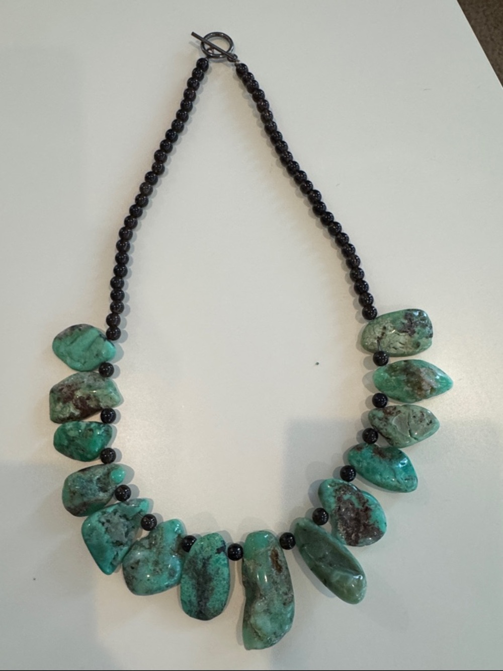 Green Stone Bead Statement Necklace - Unbranded